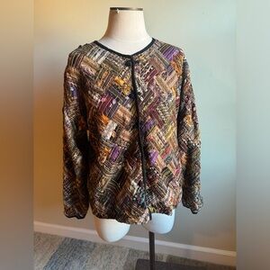 Soul Mates Gold Threaded Patchwork V-Cut Button Down Blazer